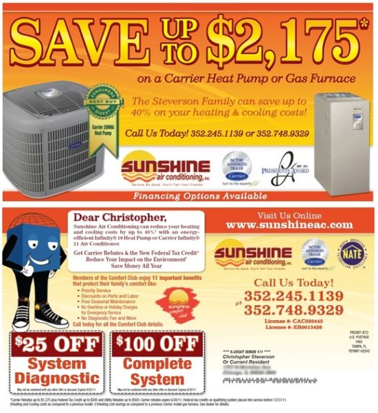 Sunshine Air Conditioning Direct Mail – Brandmark Advertising